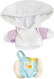 niannyyhouse 20cm Plush Doll Clothes Frog Puppy Lamb Penguin Hoodie Strap Pants 8in Soft Stuffed Plush Toy Dress up (b-2)