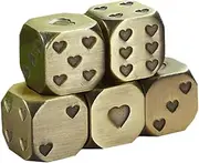 ibasenice 13mm Round Corner Metal Dice Heart Shaped Table Game Tool 5 Pieces for Entertainment