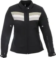 Helstons Corvette waterproof Ladies Motorcycle Textile Jacket, black-white, Size L for Women Black White