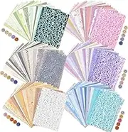 Textured Scrapbook Paper and Mesh Fabric Assorted Set - 6 Pack Mixed Scrapbook Paper & Textured Paper Decorative Buttons for Scrapbooking Planner Junk Journal Supplies Collage 4.1x5.8 Inch (156)