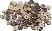 HARFINGTON 100pcs Sewing Button 3/8"(10mm) 2 Holes Wooden Round Craft Replacement Buttons for Clothing DIY Crafts Decoration, Brown