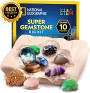 National Geographic Gemstone Dig Kit Real Gems Science Toy Mining Rock Set
