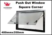 Caravan Push Out Window Square Corner 400mmX350mm with Blinds and Fly Screen