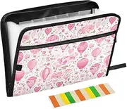 Expanding File Folder 13 Pockets A4 Letter Size with Zipper Closure for Paperwork Hot Balloon White and Peach carpetas de