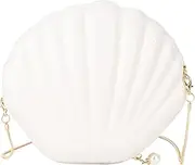 [MEGAUK] Ladies Seashell Purse Shell Wallet Sequined Shell Shape Chain Shoulder Bag Mini Glitter Party Clutch Pouch