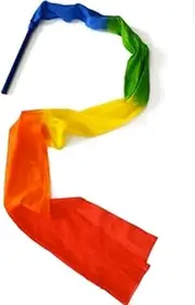 Dragon Dance Silk Rhythmic Dance Ribbons Rainbow Color Gradient Dance Ribbons with Rod Dance Exercises Streamers for Improve Self-Image (Color : A)