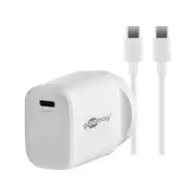 Goobay Fast Charge Wall Charger 20W USB-C PD + USB-C to USB-C - W - White