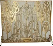 Fireplace Screens Fireplace Screen - Mesh Back - Art Deco Fireplace Screen Flat Fireplace Screens Decorative Comfortable Anniversary