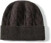 [HEYDHSDC] Women's Simple Knitted Cashmere Hat Classic Vintage Floral Texture Winter Warm Soft Beanies