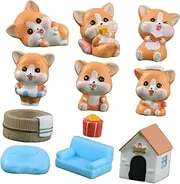 YARNOW 1 Set Cute Cartoon Corgi Resin Dog Figurines Miniature Landscape Decorations for Home Office and Realistic Poses for Animal Lovers and DIY Scenes