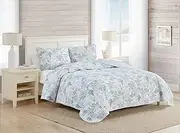 [Tommy Bahama] King Quilt Set, Reversible Cotton Bedding with Matching Shams, Lightweight Home Decor for All Seasons (Beach Bliss Grey, King)