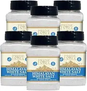[Pride Of India] PACK of 6 - Himalayan White Salt Fine Grind 1 lbs (453.59 gm)- Rarest & Enriched W/84+ Natural Minerals- Low Sodium- Mineral Rich Nutrition and Enhanced Taste- Healthier Table Salt