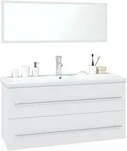 vidaXL Bathroom Furniture Set Washroom Toilet Under Sink Cabinet Wash Basin Mirror Floating Vanity Unit Organiser White Engineered Wood