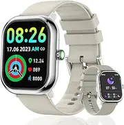 [Musclez] Smartwatch, Smart Watch for Women Men Kids, 1.96'' HD Touch Screen Pedometer, Calories, Heart Rate, Blood Pressure Monitor, IP68 Fitness Tracker (Gray)