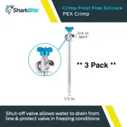 (3 Pack) SharkBite 8" Inch Frost Free Sillcock 1/2 x 3/4 Inch Push to Connect