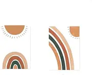 Trendy Boho Rainbow Sun Nursery Baby Decor Canvas Painting Pictures Wall Art Posters Prints for Kids Baby Room Home Decoration 40x60cmX2PCS Frameless