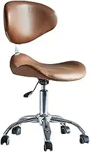 Saddle Stool with Wheels,PU Leather Swivel Stool,Hydraulic Lift Office Chair,for Hairdressing Clinic and Home Office,Bearing Weight 440lbs(Color1)