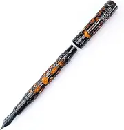 Conklin Endura Deco Crest Fountain Pen in Orange with Rose Gold Accents – Fine Nib, Refillable Luxury Writing Instrument