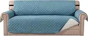 H.VERSAILTEX Sofa Slipcover Reversible Sofa Cover Water Resistant Couch Cover with Adjustable Straps, Washable Couch Cover for Kids, Dogs, Pets (XL 3 Seater Sofa, Smoke Blue/Beige)