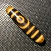 Magical Tibetan Old Agate Ivory Color 2Eye love Totem dZi Bead 12*51mmP41