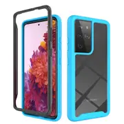 MCC Shockproof Bumper Case Samsung Galaxy S22 Ultra 5G Clear Back Cover [Sky Blue]