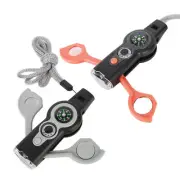 7 In 1 Emergency Survival Whistle LED Light Thermometer Compass Multi Funct HR