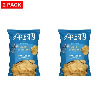 Aplenty Kettle Cooked Potato Chips, Sea Salt And Vinegar, 8 Oz - Pack Of 2