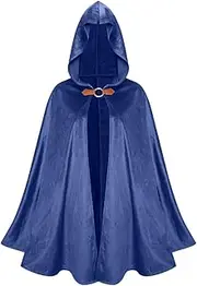 Fiocias Cloak with Hood for Halloween and Medieval Themes Unisex, Blue, 110cm