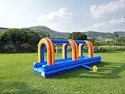Commercial Grade Inflatable Slip and Splash Slide with Blower for Kids & Adults for Rental or Home Use Outdoor Party Bounce House (Blue Marble, 25ftx 6ftx 9ft)
