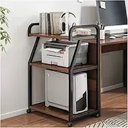Printer Stand 3-Tier Rolling Printer Cart Printer Stand for Scanner, Fax Machine, Books, Files, CPU Tower Stand Printer Table with Wheels for Home Office Organization Printer Table