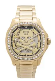NEW Philipp Plein The Skeleton Spectre Automatic Gold Tone Men's Watch PWRAA0723