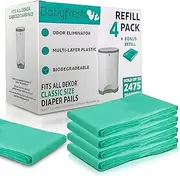Refills Compatible with DEKOR Classic Diaper Pails 4 Pack Plus 1 More Exclusive 30% Extra Thickness Diaper Pail Refill Bags with Powerful Odor Elimination Fresh Powder Scent | Holds up to 2475 Diapers