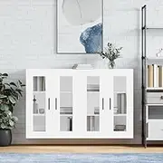 Wall Mounted Cabinets 2 pcs White Engineered Wood | Ample Storage Space | Elegant Glass Doors | Modern Home Furniture | Versatile Room Organizer | 69.5 x 34 x 90 cm Cabinets