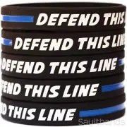 5 of DEFEND THIS LINE Silicone Wristbands - Debossed Thin Blue Line Bracelets