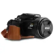 MegaGear Nikon Coolpix P1000 Ever Ready Leather Camera Half Case and Strap