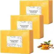 Scentric Glow Soap, Lemon Turmeric Kojic Acid Soap, Turmeric Soap for Dark Spots, Melanin Turmeric Soap for Face and Body, Moisturizing Deep Cleansing for Women & Men, Turmeric Lemon Soap (3pcs)