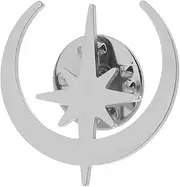 [HANMOZTION] Gold and Silver Plating Stainless Steel Octagonal star and Moon Pin and Brooch for Women's and Men's Jewelry