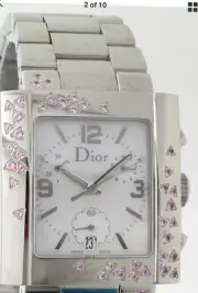 NWT Christian Dior "Riva" Chronograph Watch w/Pink Sapphire's NWT