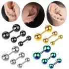 Surgical Steel Double Ball Barbell Earrings Stud Bar Helix Cartilage Labret-Ring