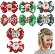 Christmas Bow Barrette | Cute Hair Clips Set For Girls - Pack Of 8 Decorative Hair Clips Bows Hair Barrettes For Toddler Children