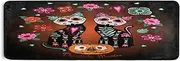 Day of The Dead Two Cats in Love Hallway Runner Rugs Kitchen Floor Mats Laundry Farmhouse Living Room Decor Area Rug 72x24in Pumpkins and Flowers in Mexican Style