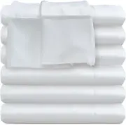 Twin Flat Sheets Only - White Sheets Bulk 6 PK for Hospital Bed, Dorm Essentials