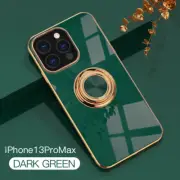 For iPhone 16e 15 14 13 12 Pro Max 11 8 Shockproof Plating Ring Stand Case Cover