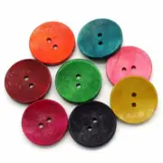 Mixed Color Wooden Buttons - 25mm (1 inch)- Mixed Colors - 2 Hole -