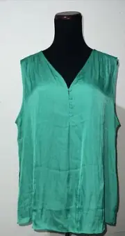 Hilary Radley Ladies' Sleeveless Blouse XL Green Soft Light