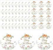 300pcs Baby Stickers, Wildflower Baby Shower Stickers Flower Self-Adhesive Round Seal Label Sticker for Baby Shower Gifts Envelopes Greeting Cards Party Favors Supplies