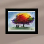 Rainbow Tree of Life Watercolor Painting Wall Art Print Colorful LGBT Pride 10x8