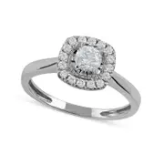 0.50 CT. T.W. Natural Diamond Cushion Frame Engagement Ring in Solid 10K White Gold (J/I3)