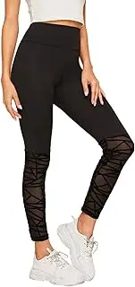 [SweatyRocks] Women's Mesh Panel Side High Waist Leggings Skinny Workout Yoga Pants
