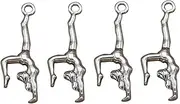 VILLFUL DIY Charm Necklace 20pcs Alloy Gymnastics Girl Charms for Necklace Bracelet Vintage Silver